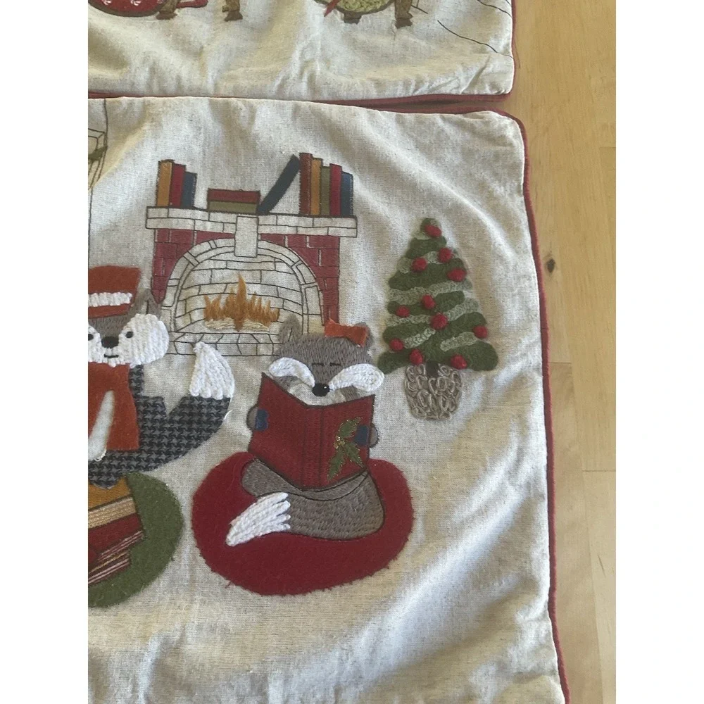 2 Embroidered Holiday Square Throw Pillow Covers Christmas World Market